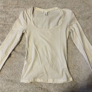 H&M White Fitted Long Sleeve